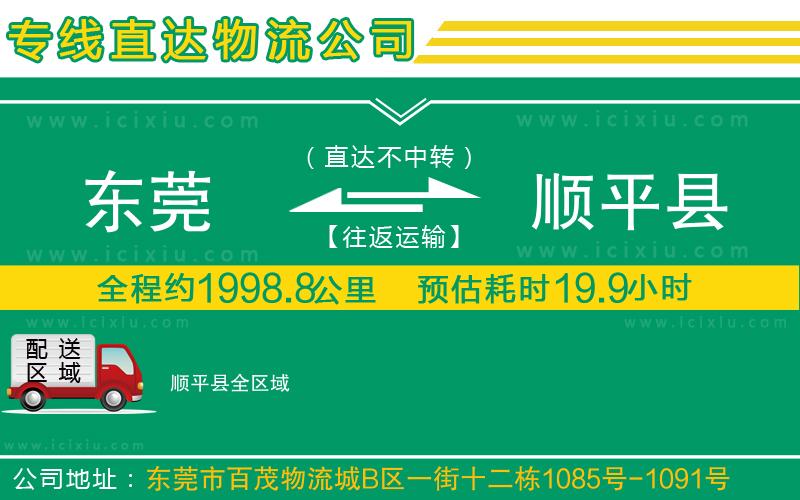 東莞到順平縣貨運專線